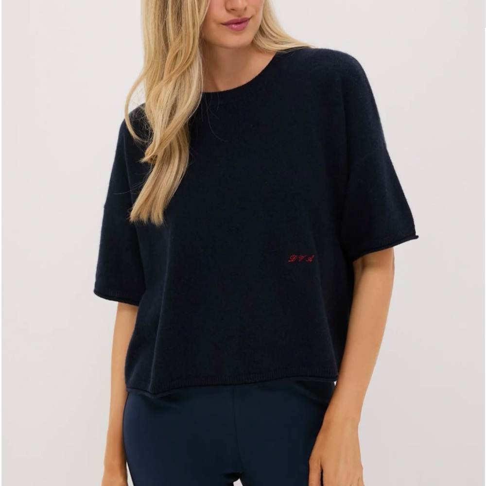 Tuckernuck Navy Short Sleeve Cashmere Lila Sweater